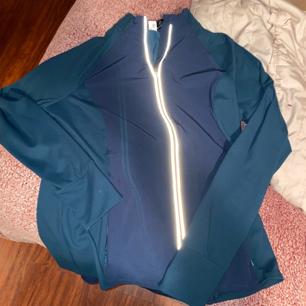Avia teal workout jacket with reflective zipper